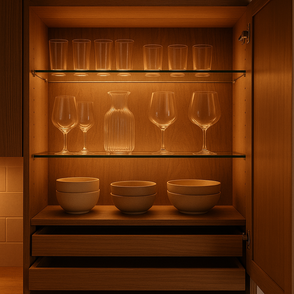 Glass Front Panels Backlit Shelves Gulf Cabinets glass front panels with backlit shelves in custom Florida cabinetry