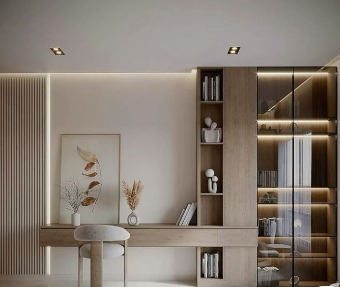 home office millwork cabinetry in custom-built Florida workspace